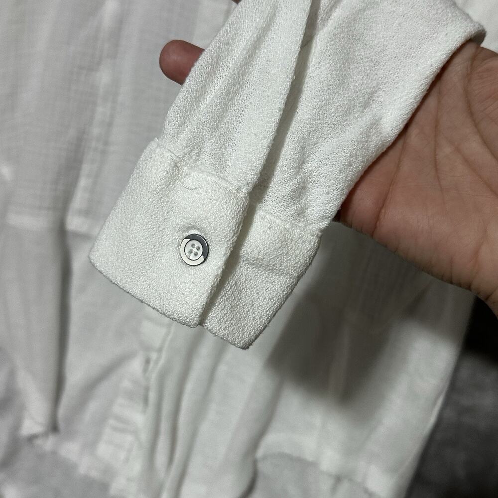 We The Free People White Gauze Cotton Button up Top Womens XS Frayed Boho Beachy - Picture 5 of 8